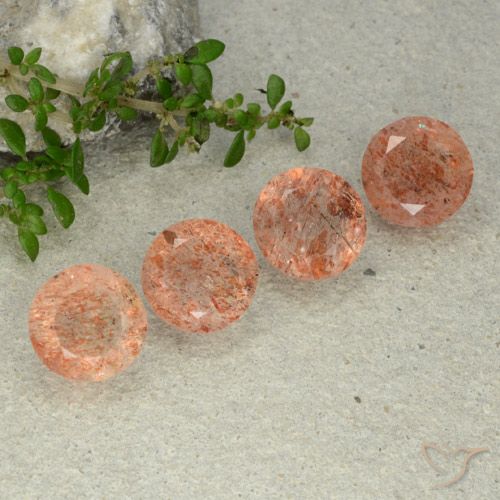 Pietra del sole naturale arancione da 10,44 ct, taglio rotondo, traslucido