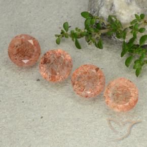 Pietra del sole naturale arancione da 10,44 ct, taglio rotondo, traslucido