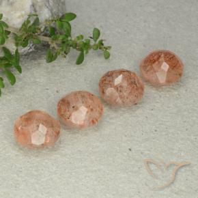 Pietra del sole naturale arancione da 10,44 ct, taglio rotondo, traslucido