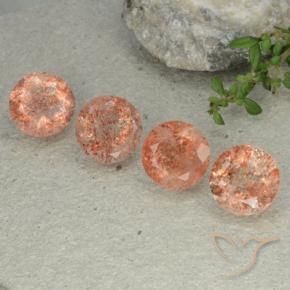Gemme di Pietra solare Pesca naturale da 10.18 ct, Rotondo, Traslucido