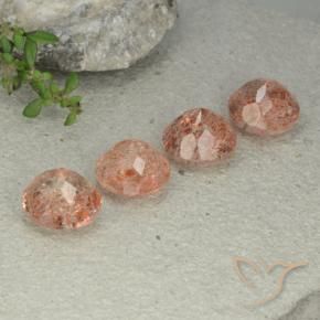 Gemme di Pietra solare Pesca naturale da 10.18 ct, Rotondo, Traslucido