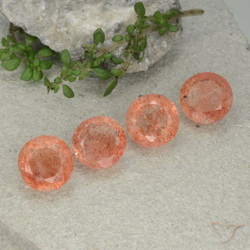 9.81ctw Naturale Arancio medio-chiaro Pietra solare, Rotondo, Traslucido