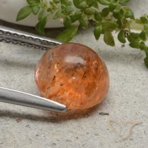 Pietra solare Arancio Medio naturale da 2.38 ct, Rotondo, Traslucido