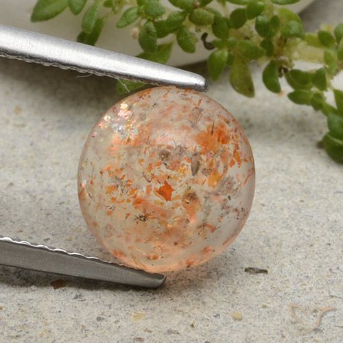 1.79ct Naturale Arancio tigre chiaro Pietra solare, Rotondo, Traslucido