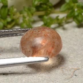 Pietra solare Arancio Medio naturale da 2.17 ct, Rotondo, Traslucido