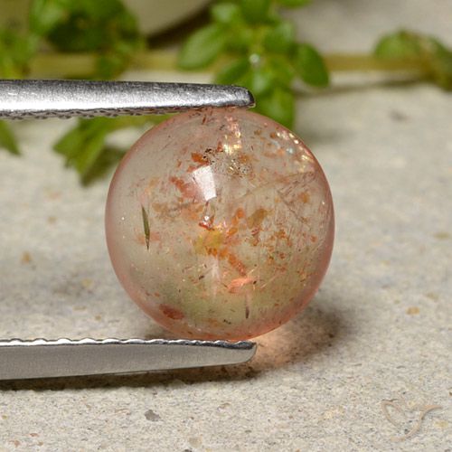1.75ct Naturale Arancione chiaro Pietra solare, Rotondo, Traslucido