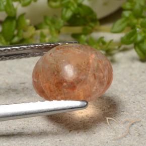 Pietra solare Arancione rossastra naturale da 2.04 ct, Taglio rotondo, Traslucido