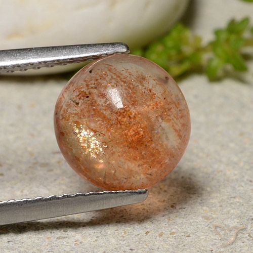 2.19ct Naturale Arancio caldo Pietra solare, Rotondo, Traslucido