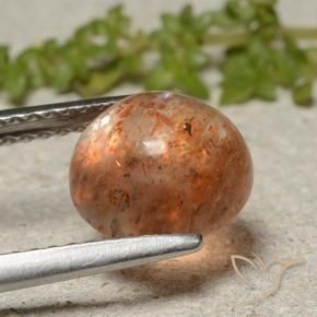 Pietra solare Arancio Medio naturale da 2.39 ct, Rotondo, Traslucido
