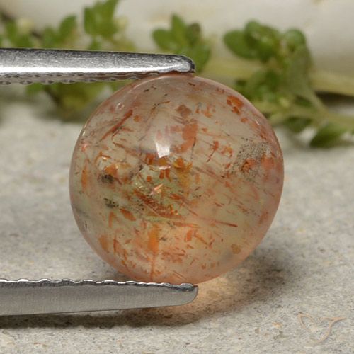 2.10ct Naturale Arancione rossastra Pietra solare, Rotondo, Traslucido