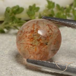Pietra solare Arancione rossastra naturale da 2.10 ct, Rotondo, Traslucido