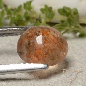 Pietra solare Arancione rossastra naturale da 2.10 ct, Rotondo, Traslucido