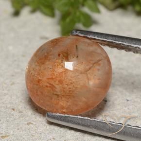Pietra solare Arancio Medio naturale da 2.00 ct, Rotondo, Traslucido