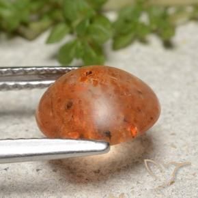 Pietra solare Arancio Medio naturale da 2.00 ct, Rotondo, Traslucido
