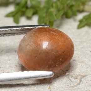 Pietra solare Arancio Medio naturale da 2.00 ct, Rotondo, Traslucido