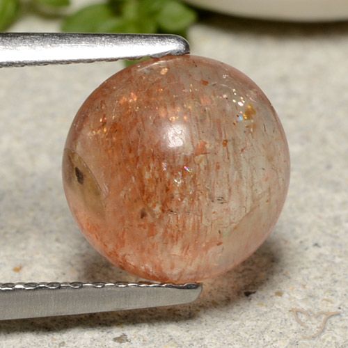 2.29ct Naturale Arancione rossastra Pietra solare, Rotondo, Traslucido
