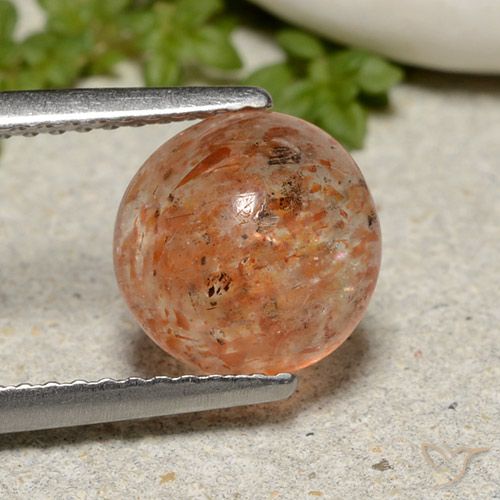 2.04ct Naturale Arancione rossastra Pietra solare, Rotondo, Traslucido