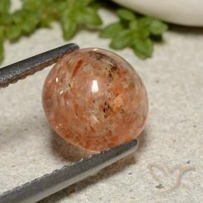 Pietra solare Arancione rossastra naturale da 2.04 ct, Rotondo, Traslucido