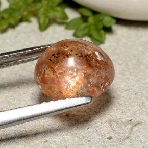 Pietra solare Arancione rossastra naturale da 2.04 ct, Rotondo, Traslucido