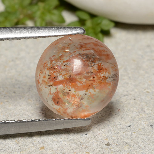Pietra del sole naturale arancione da 2,12 ct, taglio rotondo, traslucido