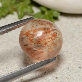 Pietra del sole naturale arancione da 2,12 ct, taglio rotondo, traslucido