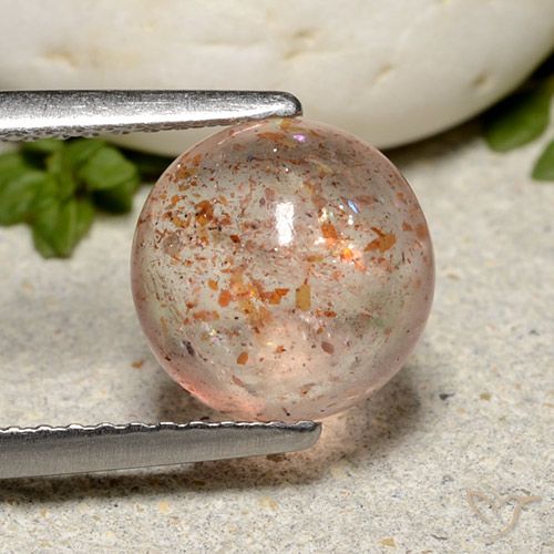 2.30ct Naturale Arancione chiaro Pietra solare, Rotondo, Traslucido