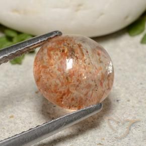 Pietra solare Arancio Medio naturale da 1.91 ct, Rotondo, Traslucido
