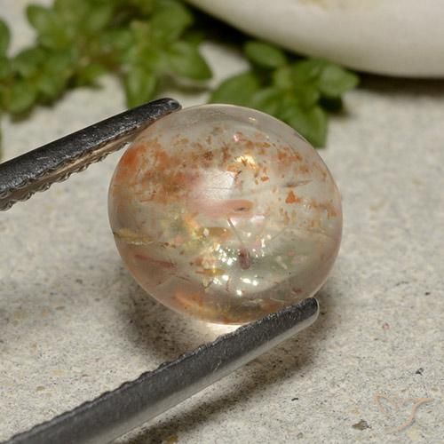 Pietra solare Arancio Pesca Chiaro naturale da 1.90 ct, Rotondo, Traslucido