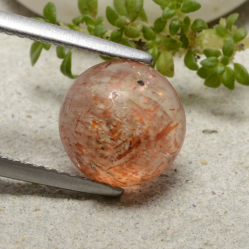 Pietra solare Arancio caldo naturale da 2.65 ct, Taglio rotondo, Traslucido