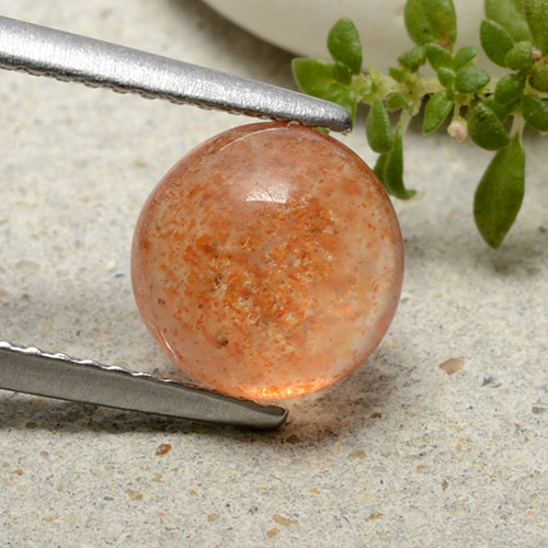 Pietra del sole naturale arancione da 2,03 ct, taglio rotondo, traslucido