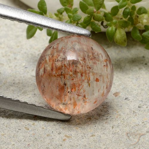 1.96ct Naturale Arancio tigre chiaro Pietra solare, Rotondo, Traslucido