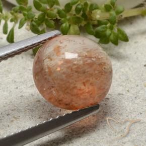 Pietra solare Arancio Medio naturale da 2.28 ct, Rotondo, Traslucido