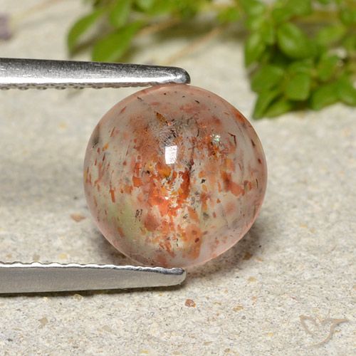 Pietra del sole naturale arancione da 2,10 ct, taglio rotondo, traslucido