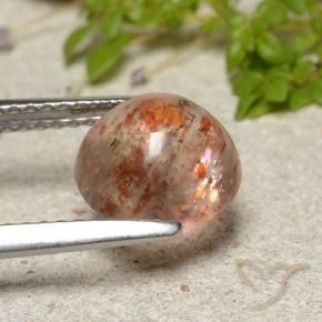Pietra del sole naturale arancione da 2,10 ct, taglio rotondo, traslucido