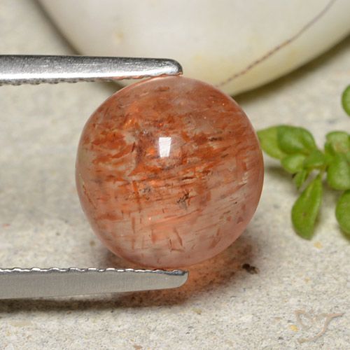 2.72ct Naturale Arancione rossastra Pietra solare, Rotondo, Traslucido