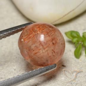 Pietra solare Arancione rossastra naturale da 2.72 ct, Rotondo, Traslucido