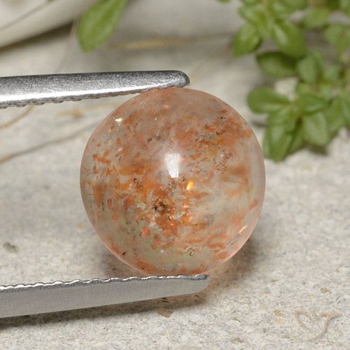 1.91ct Naturale Arancio tigre chiaro Pietra solare, Rotondo, Traslucido