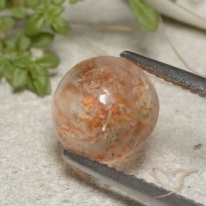 Pietra solare Arancio tigre chiaro naturale da 1.91 ct, Rotondo, Traslucido