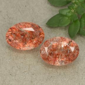 Gemme di Pietra solare Arancione rossastra naturale da 1.73 ct, Taglio ovale, Traslucido