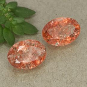 Gemme di Pietra solare Arancione rossastra naturale da 1.73 ct, Taglio ovale, Traslucido
