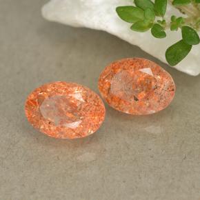 Gemme di Pietra solare Arancione rossastra naturale da 1.72 ct, Taglio ovale, Traslucido