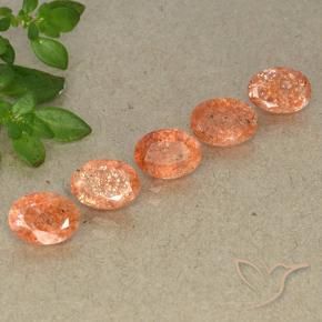 Gemme di Pietra solare Arancione rossastra naturale da 3.92 ct, Ovale, Traslucido