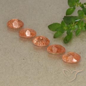 Gemme di Pietra solare Arancione rossastra naturale da 3.92 ct, Ovale, Traslucido