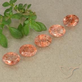 Gemme di Pietra solare Arancione rossastra naturale da 3.59 ct, Ovale, Traslucido