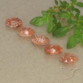 Gemme di Pietra solare Arancione rossastra naturale da 3.59 ct, Ovale, Traslucido