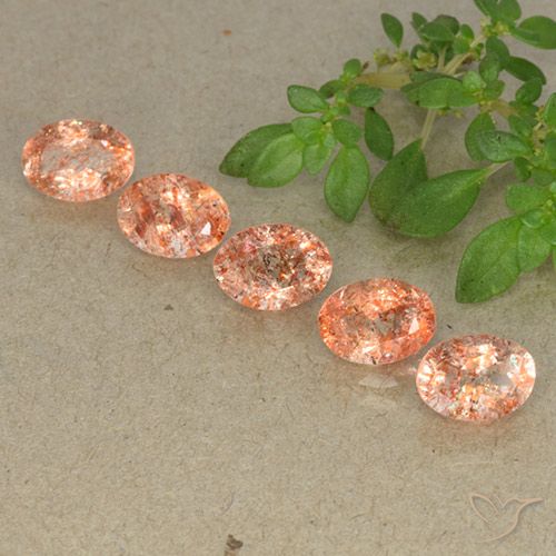 4.18ctw Naturale Arancio medio-chiaro Pietra solare, Ovale, Traslucido