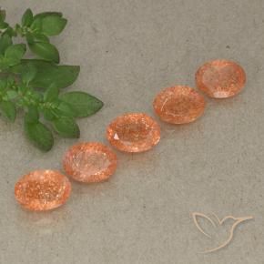 Gemme di Pietra solare Arancio Medio naturale da 4.20 ct, Ovale, Traslucido