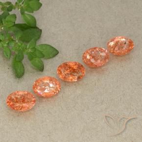 Gemme di Pietra solare Arancio Medio naturale da 3.17 ct, Ovale, Traslucido