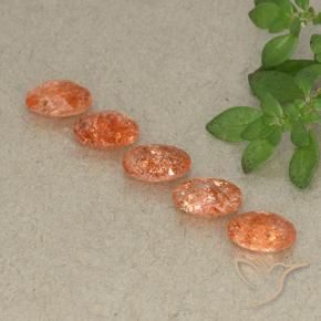 Gemme di Pietra solare Arancio Medio naturale da 3.17 ct, Ovale, Traslucido
