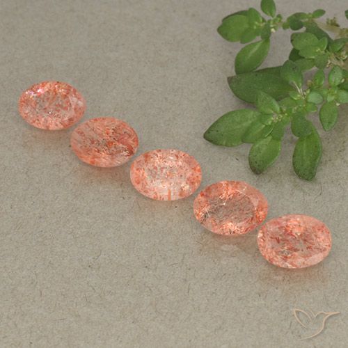 4.49ctw Naturale Pesca Pietra solare, Ovale, Traslucido